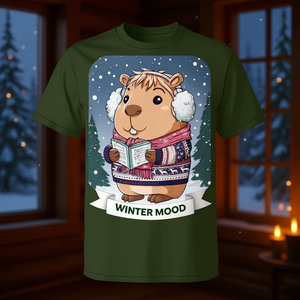 T-shirt Capybara avec costume de Noël, design ambiance hivernale, taille adulte unisexe - Product Image 3