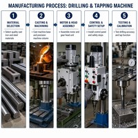 Machine de perçage et de taraudage 2-en-1 robuste avec contrôle de profondeur de précision et panneau de sécurité pour atelier industriel de travail des métaux