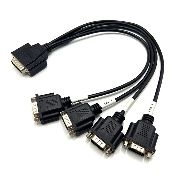 Custom DB25 Male to 4 Port DB9 Male Splitter Adapter Cable 4-in-1 Converter for Barcode Scanner Printer PLC Medical Audio Car