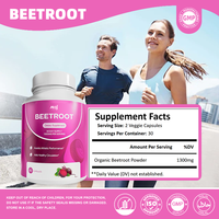 Complément alimentaire en capsules d'extrait de betterave naturel végétalien 1300 mg, améliore l'énergie, soutient la santé cardiaque, capsules de betterave