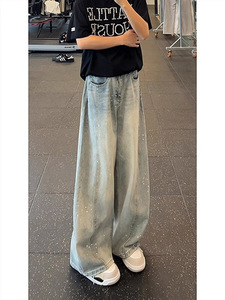 กางเกงยี<span class=keywords><strong>น</strong></span>ส์ชายซักด้วยแจสเปอร์มีเม็ดสีแดงจางใส่สบาย - Product Image 2