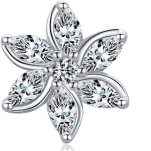 LUOTEEM Pendientes de Moissanita Modernos para Mujer, Diseño Floral de Verano, Engaste de Plata con Baño de Rodio, Venta al por Mayor - Product Image 1