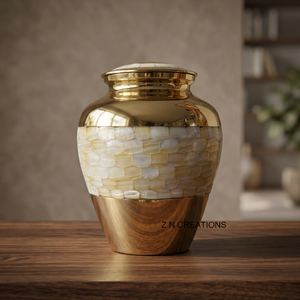 Urn — artisanat de perles, en laiton, avec incrustation de serpillère, fait à la main - Product Image 4
