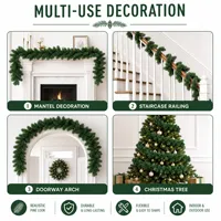 Guirlande de Noël artificielle en PVC de 2,7 m personnalisable, branche de pin, pour porte/fenêtre, décoration intérieure/extérieure, Chine