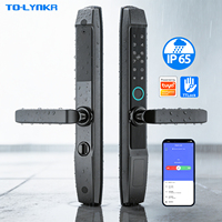 Cerradura Inteligente Ttlock App Tuya Wifi Slim Digital Impermeable con Huella Dactilar para Puerta Corredera de Vidrio y Aluminio