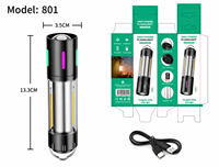 Lampe tactique LED rechargeable Type-C NS-801/802, ABS, étanche IP55, zoom laser, batterie 18650, portée du faisceau 300-400 m, utilisation en camping