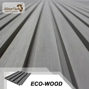 Waterproof Wood Texture Fluted Wpc Fluted Slat Cladding Pvc Film Wood Plastic Wpc Ceiling Wall Panel
