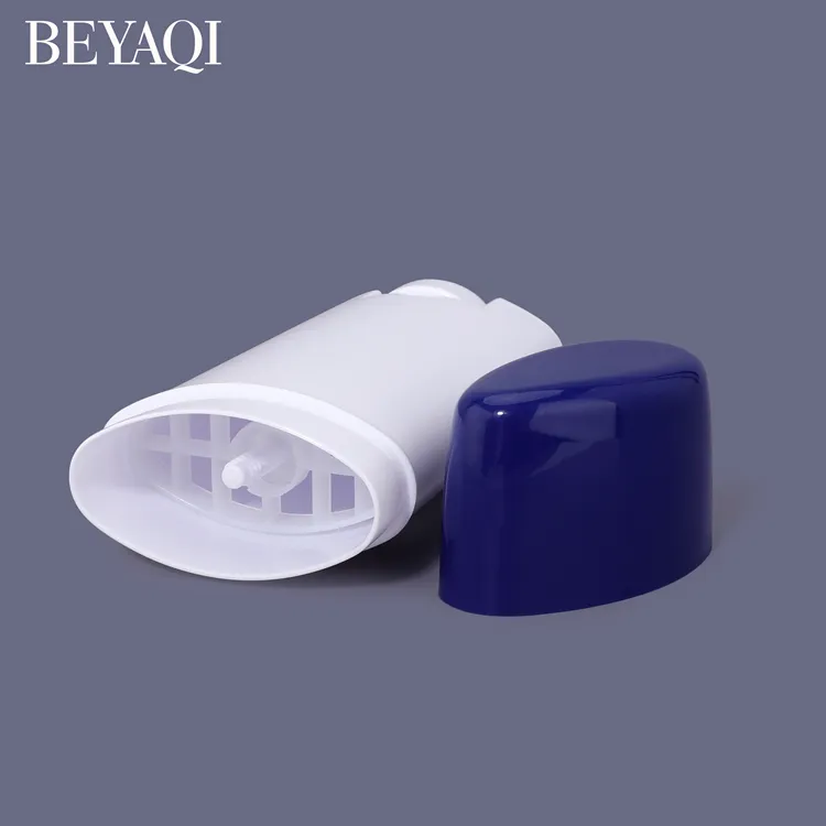 Kozmetik ambalaj 65g 75g boş Oval plastik Deodorant konteyner, deodorant şişesi üretici, beyaz kozmetik deodorant şişesi