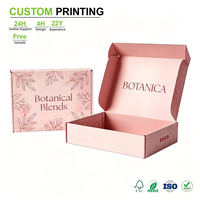 Boîte d'expédition personnalisée rose motif botanique, boîte d'abonnement, emballage e-commerce, impression personnalisée pour boîte de marque