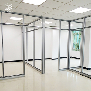 Nhà máy sản xuất vật liệu tùy chỉnh sang trọng nghệ thuật hiện đại văn phòng mô-đun nhôm đơn đôi vách ngăn kính - Product Image 4