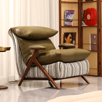 Fauteuil de loisirs moderne du milieu du siècle, fauteuil d'appoint rembourré avec pieds en bois, siège de salon pour le séjour