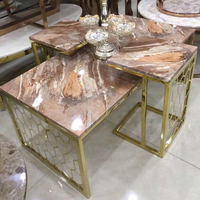 Moderne Wohnzimmermöbel 1+4 Couchtisch Goldener Metallrahmen aus Edelstahl TOP SEAL Beistelltisch Schwarzer Glas-Mitteltisch
