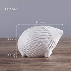 Nuove Statuette di Animali in Ceramica Smaltata Fatte a Mano, Decorazione per la Casa, Ornamento da Scrivania, <span class=keywords><strong>Riccio</strong></span> <span class=keywords><strong>Bianco</strong></span> e Nero - Product Image 3