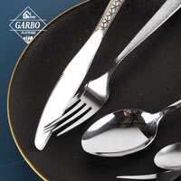 Ensemble de couverts en acier inoxydable de qualité alimentaire, finition miroir, manche doré, couteau, fourchette, cuillère, logo personnalisé pour mariage, fête, table, couverts