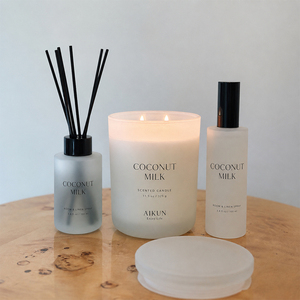 Ensemble cadeau diffuseur de parfum et bougie parfumée AIKUN OEM personnalisé au thé blanc pour chambre, salle de bain, maison, bureau - Product Image 2