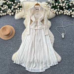 Abiti Eleganti <span class=keywords><strong>da</strong></span> <span class=keywords><strong>Donna</strong></span> con Fiocco in Pizzo, Maniche Lunghe, Vita Strutturata e Pieghe, Vestito Formale <span class=keywords><strong>da</strong></span> <span class=keywords><strong>Cerimonia</strong></span> - Product Image 3