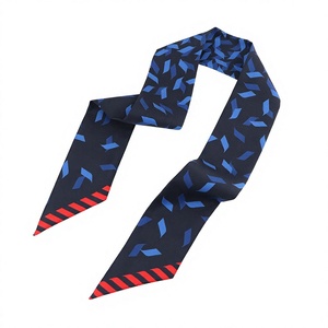 Pañuelo de Seda Geométrico con Logotipo Personalizado, Pañuelo Largo para el Cuello, Estampado por Ambos Lados, Chal de Seda Estrecho para Regalo, Fiesta, Boda - Product Image 4