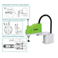 Robot SCARA miniature de 5 kg et 450 mm, robot industriel à 4 axes avec moteur et boîte de vitesses PLC, IP67, pour le chargement, le déchargement et la palettisation