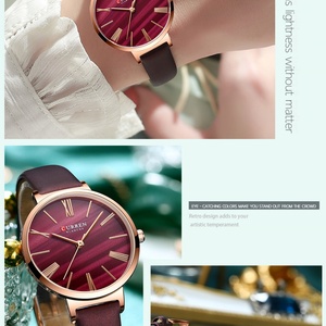 Wholesale curren 9076 Minimalist 3atm Waterproof Woman Quartz <b>Watches</b> Genuine Leather Strap Ladies Wrist <b>Watch</b> - Product Image 2