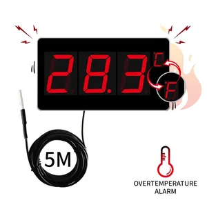 Thermomètre mural numérique extérieur avec capteur de température, commutateur Celsius/Fahrenheit, alarme de surchauffe pour piscine - Product Image 3