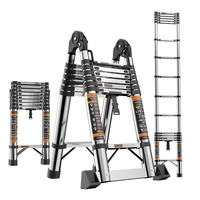 Échelle télescopique multifonctionnelle en alliage d'aluminium épaissi, échelle en zigzag, escalier domestique, ascenseur intérieur, échelle pliante en bambou