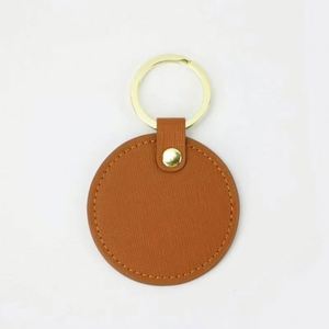 New Style Promotional Leather Keychain Wholesale Pu Round Keychain High Quality <b>Keyring</b> with Own logo - Product Image 1