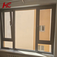 Ventana abatible de doble acristalamiento moderna personalizada con mosquitera y mosquitera Marco de aleación de aluminio y vidrio templado