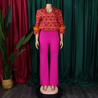 Nouvel ensemble deux pièces pour femmes, pantalon long imprimé à manches longues pour l'été