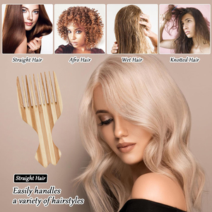 Peigne en bambou pour coiffure, à dents larges, personnalisé, pour cheveux noirs, brosse chauffante pour lisser les cheveux, brosse à cheveux <span class=keywords><strong>afro</strong></span> - Product Image 4