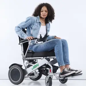 Yeni Model JBH D26 yüksek kaliteli elektrikli tekerlekli sandalye sağlık uygun alüminyum alaşım katı lastik tekerlekli siyah naylon