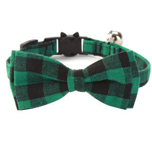 Tanpopo ajustable seguro hebilla gatito collares Plaid Bowtie mascota gato cuello corbata ajustable Breakaway Bell accesorios de Navidad - Product Image 5