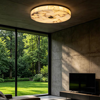 Plafonnier LED moderne de luxe en onyx naturel rond pour chambre à coucher, salon, hôtel