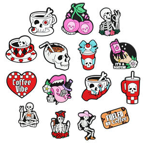 Adornos <span class=keywords><strong>de</strong></span> PVC para Zapatos, Estilo Calavera Rosa <span class=keywords><strong>de</strong></span> Halloween, para Tazas <span class=keywords><strong>de</strong></span> Café, Sandalias y Zuecos, Serie <span class=keywords><strong>Bruja</strong></span> - Product Image 1