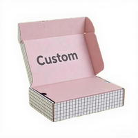Boîte en carton ondulé rose avec logo personnalisé pour l'expédition de produits cosmétiques (huiles essentielles, crèmes pour le visage) (non destiné à la vente directe)