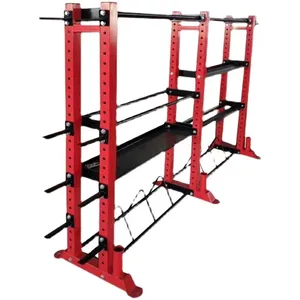 Wholesale gym Fitness 3 in 1Multifunction 3 Tier Dumbbell Rack Kettlebells Weight Plates Barbell Bar Storage Racks