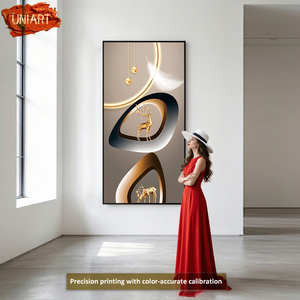 UNART Dipinto <span class=keywords><strong>su</strong></span> <span class=keywords><strong>Tela</strong></span> Nordico Astratto Geometrico in Cristallo di Porcellana Murale Moderno per Soggiorno Poster <span class=keywords><strong>Stampe</strong></span> da Parete Decorazioni Moderne per la Casa - Product Image 1