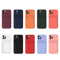 Coque souple en Silicone avec porte-cartes pour iPhone, étui portefeuille de couleur unie avec fente de crédit, pour modèles 13 11 12 Pro Max XS SE Mini XR 6 8 7 Plus