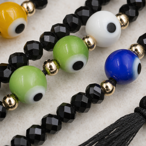 Pulsera Go2boho con Cuentas <span class=keywords><strong>de</strong></span> Vidrio Facetado Negro, Cuentas <span class=keywords><strong>de</strong></span> Ojo Turco, Chapado en Oro <span class=keywords><strong>de</strong></span> 18K, Ajustable, Regalo Bohemio - Product Image 5