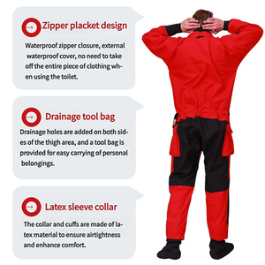 Juego Completo de Traje de <span class=keywords><strong>Rescate</strong></span> <span class=keywords><strong>en</strong></span> Seco para Control de Inundaciones, Chaleco Salvavidas Impermeable, Cálido, Rojo, Negro, Salvavidas de <span class=keywords><strong>Rescate</strong></span> <span class=keywords><strong>en</strong></span> Agua - Product Image 5