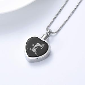 Collar de urna conmemorativa de corazón para cenizas <span class=keywords><strong>Faro</strong></span>/Pata/Cruz Cremación Cenizas <span class=keywords><strong>Joyería</strong></span> Corazón Recuerdo Colgante Cenizas Titular - Product Image 3