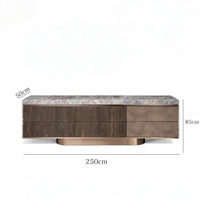 Meuble TV de luxe raffiné avec plateau en pierre et plusieurs compartiments à tiroirs pour un espace de vie résidentiel contemporain