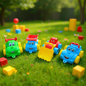 Colorful Happy Toy Cars Set for Kids Plastic Mini Vehicle <b>Play</b> Set Mesh Bag Packed - Product Image 2