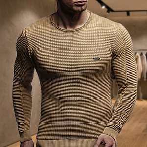 Pull en maille fine décontracté pour homme, 100 % polyester de haute qualité, avec logo personnalisé, rouge, anti-plis, impression numérique - Product Image 3