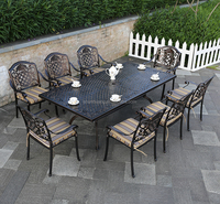 Ensemble de meubles de jardin décontractés en aluminium moulé pour la piscine avec table de barbecue