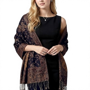 Women's Cashmere Striped <b>Wrap</b> <b>Shawl</b> with Decorative Fringe Edges Lightweight Winter Shoulder Cover for Daily Fashion Wear - Product Image 2