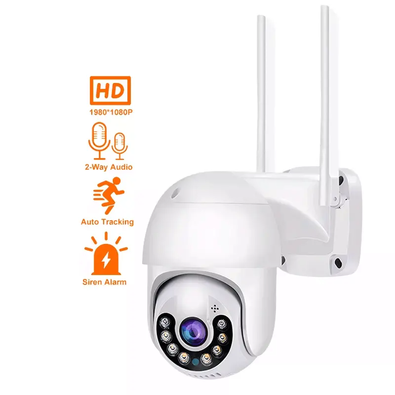 Hot Sale Auto Tracking Wireless CCTV Camera Outdoor 1080P Wifi Colorful Night Waterproof Security Surveillance PTZ IP Camera