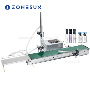 ZONESUN Small Scale Digital Plastic Bottle Soft Drink Juice Perfume Essential Oil Liquid Filling Machine With Conveyor