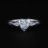 Bague de Fiançailles et de Mariage pour Femme en Argent 925 avec Moissanite 3 carats couleur D VVS, taille Cœur Romantique, passe le test du stylo de test