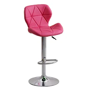 Modern Rhombic Lattice Bar Stools With Back Adjustable Barstools Bar Height Swivel Bar Chair PU Upholstered Soft Case