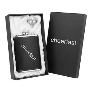 Ensemble de flacons à liqueur en acier inoxydable, cadeau incroyable, commande d'échantillon possible, ensemble de 8 oz avec housse en cuir noir - Product Image 2